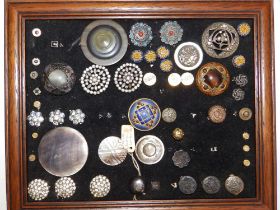 A collection of approximately 50 late 19th/early 20th century buttons, including enamelled, silver &