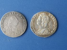 A George II silver two pence and a George III silver two pence. (2)