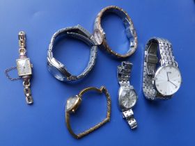 A lady's stainless steel Seiko bracelet wrist watch and five other wrist watches. (6)