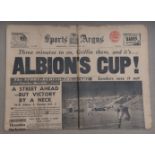 WEST BROMWICH ALBION 1954 F.A. CUP WINNING NEWSPAPER