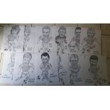 ASTON VILLA 12 SKETCHES OF 1990'S PLAYERS