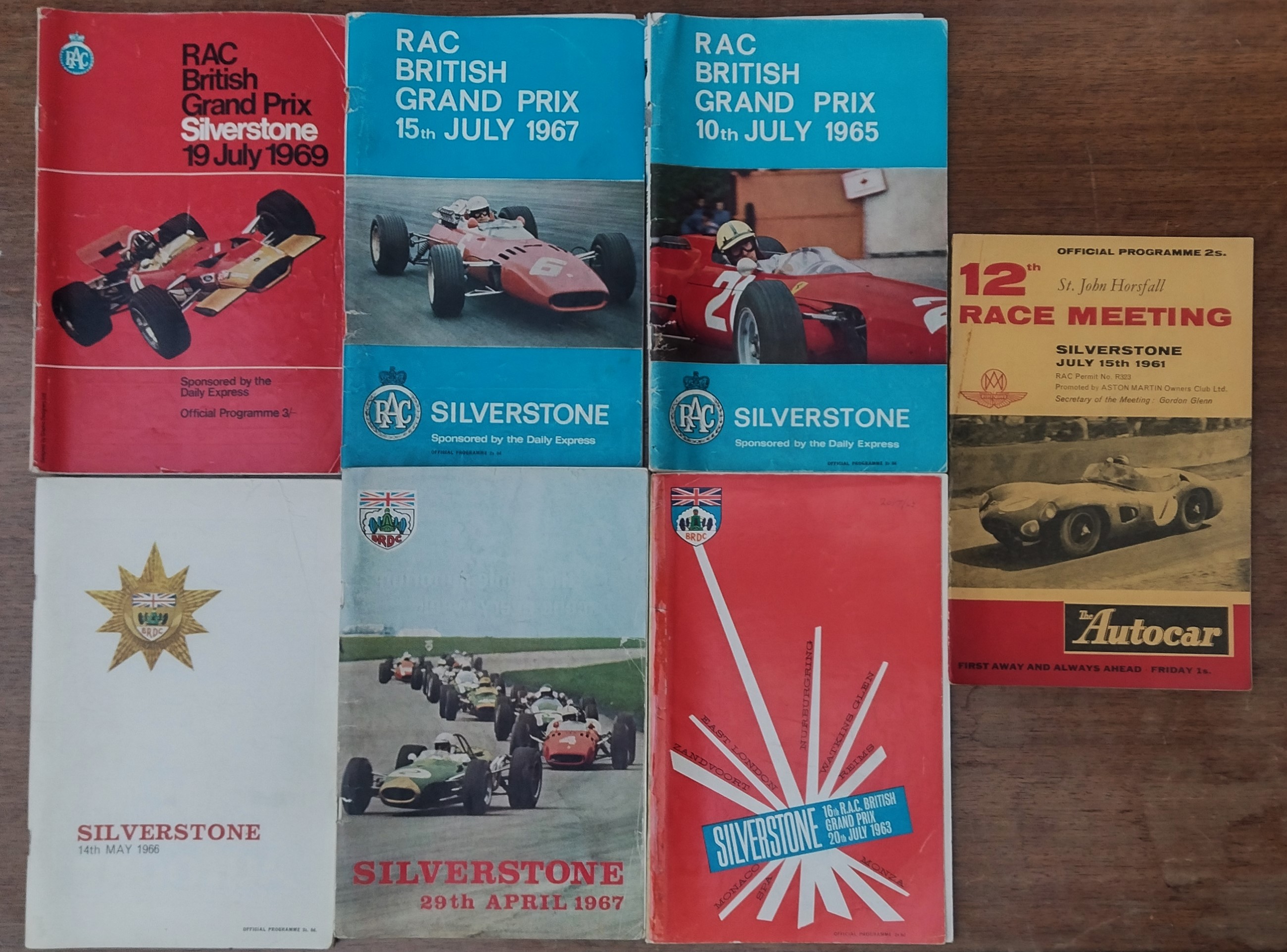 MOTOR RACING - VINTAGE SILVERSTONE PROGRAMMES X 7