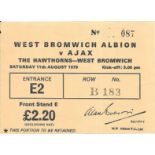 1979-80 WEST BROMWICH ALBION V AJAX TICKET