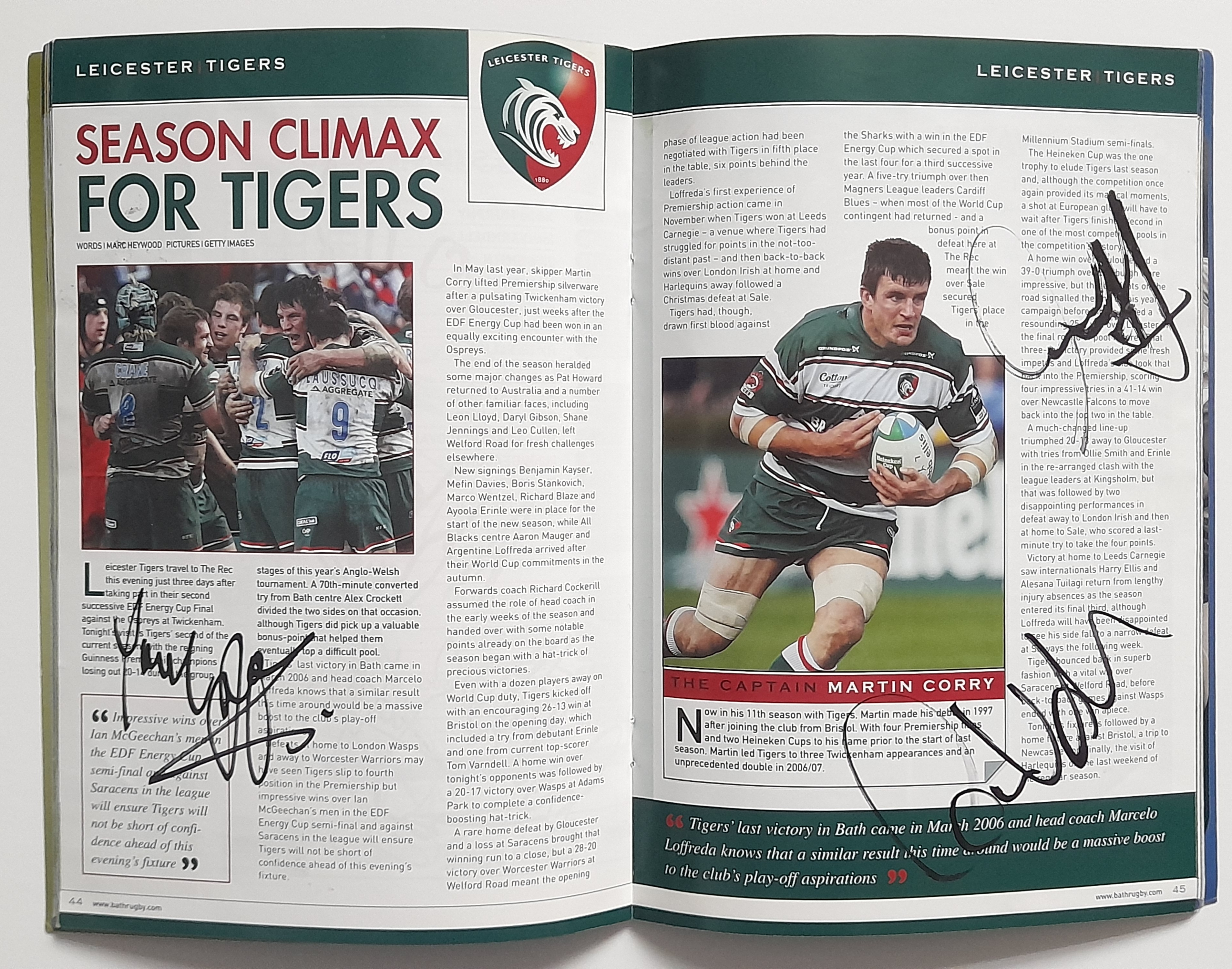 RUGBY UNION - 2008 BATH V LEICESTER TIGERS MULTI SIGNED PROGRAMME - Image 3 of 6