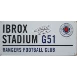 RANGERS METAL IBROX STADIUM SIGN AUTOGRAPHED BY CONNER GOLDSON