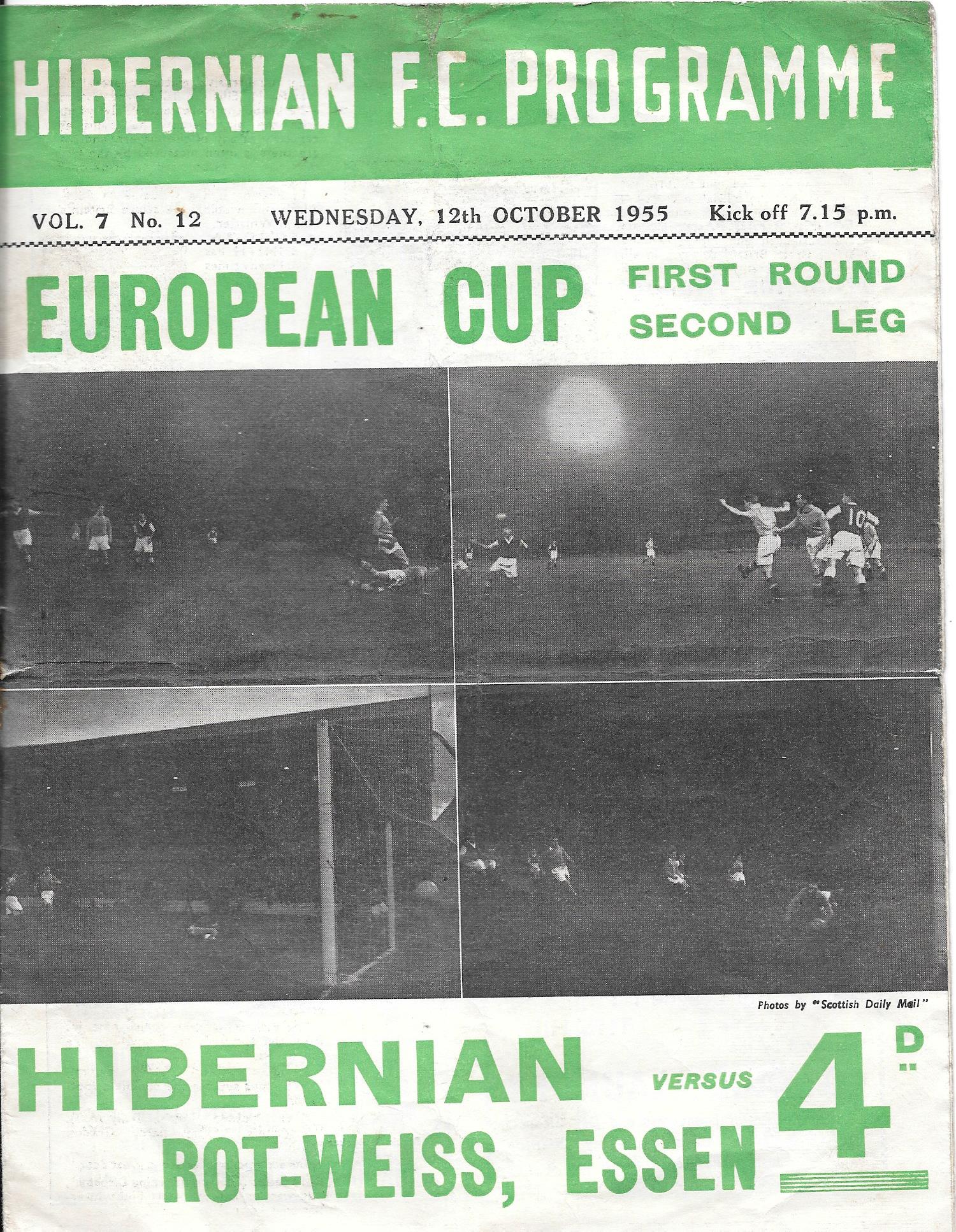 1955 HIBERNIAN V ROT-WEISS ESSEN EUROPEAN CUP