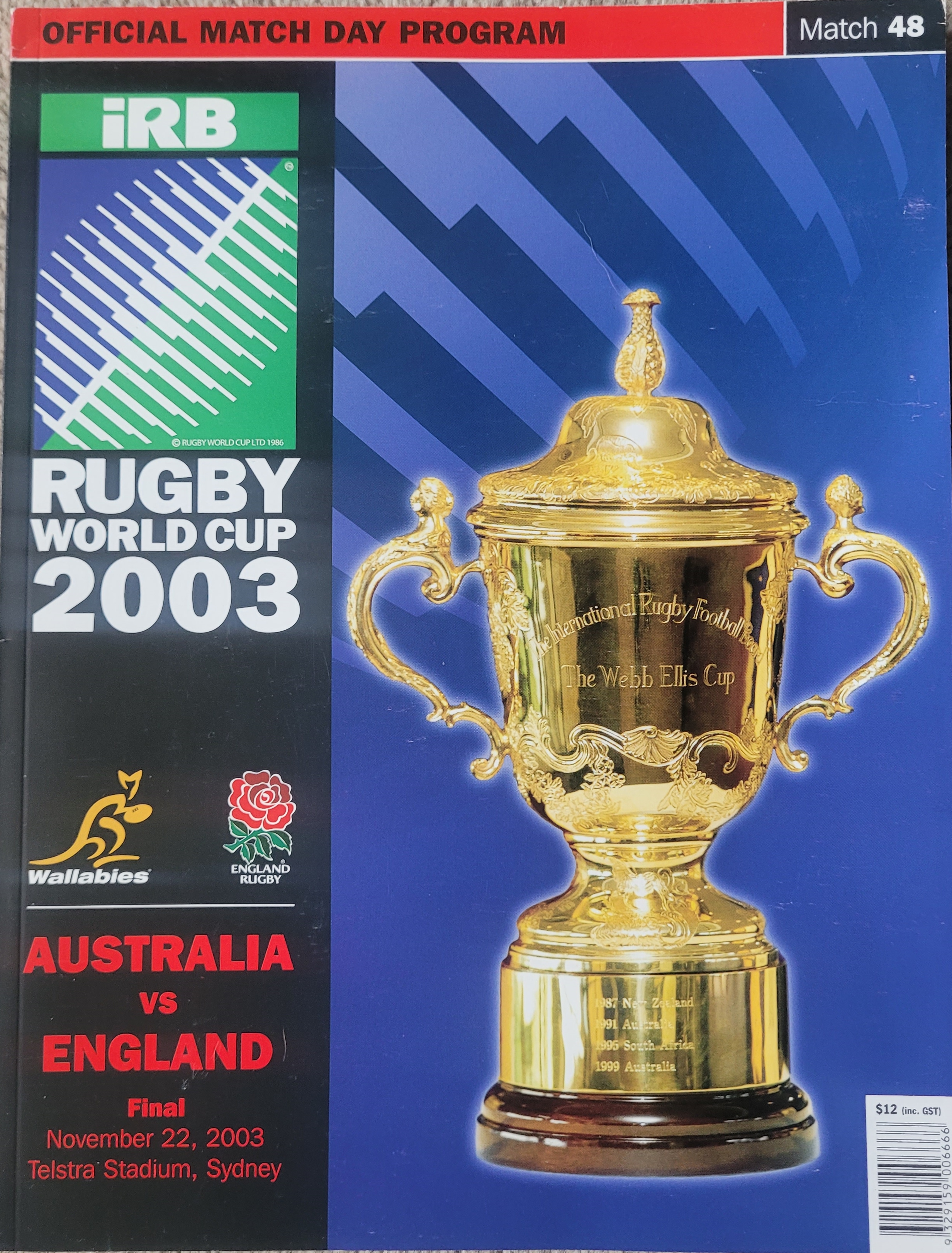 RUGBY UNION 2003 WORLD CUP FINAL AUSTRALIA V ENGLAND