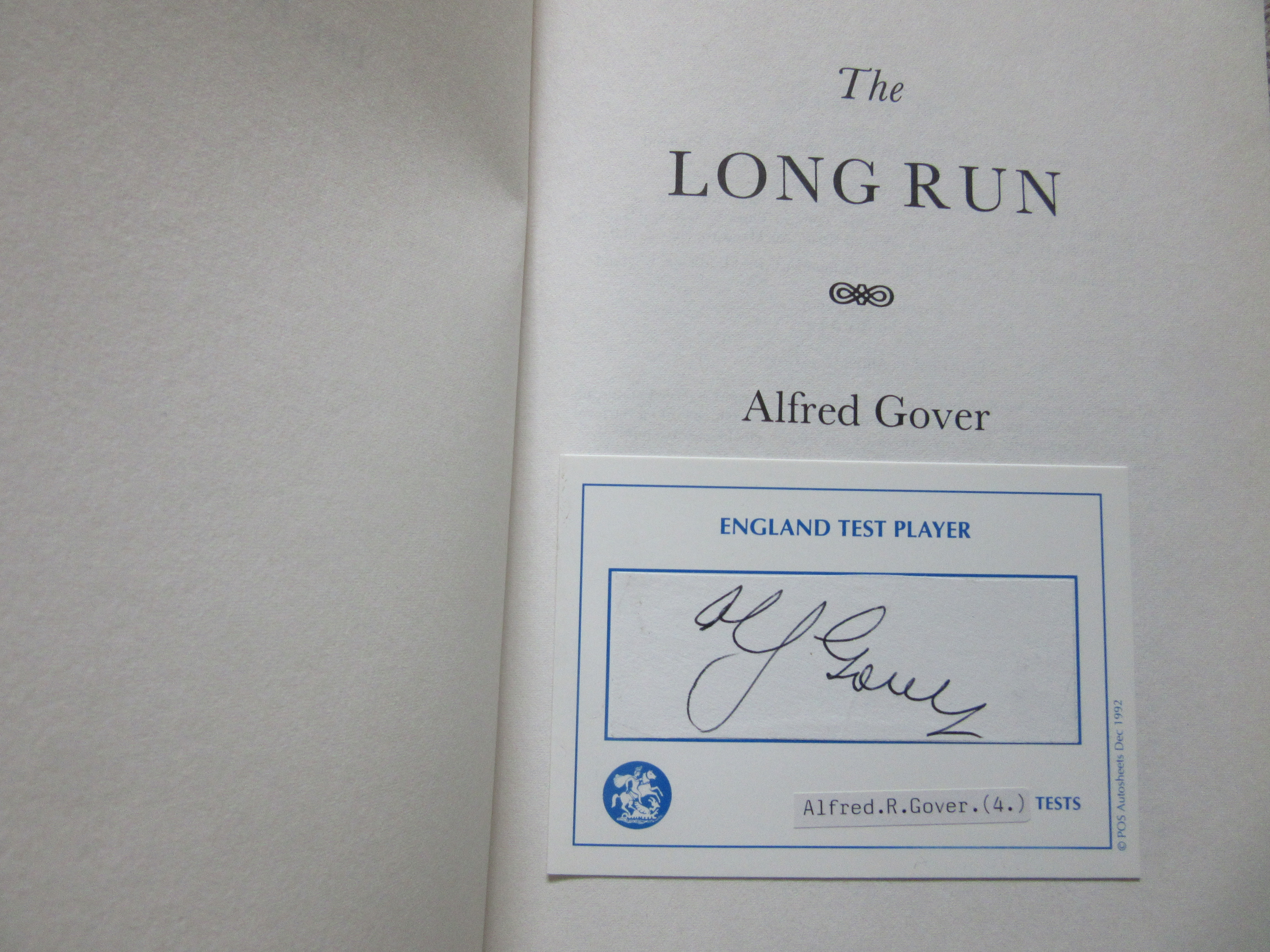 CRICKET - ALFRED GOVER AUTOGRAPHED AUTOBIOGRAPHY ( SURREY & ENGLAND ) - Image 2 of 2