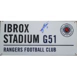 RANGERS METAL IBROX STADIUM SIGN AUTOGRAPHED BY NATHAN PATTERSON