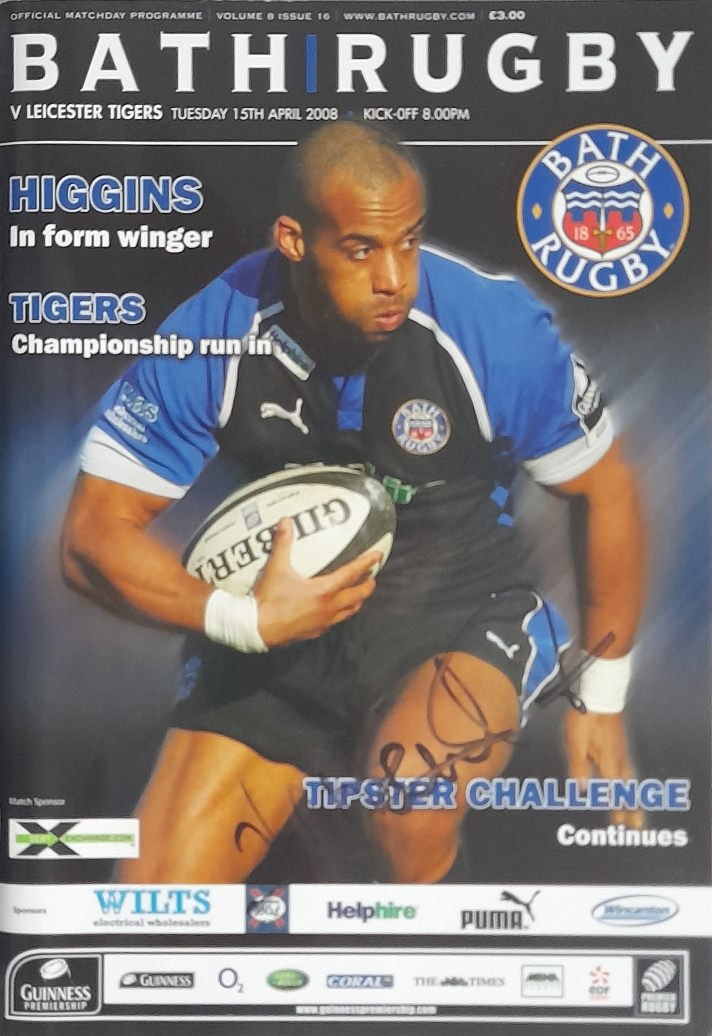 RUGBY UNION - 2008 BATH V LEICESTER TIGERS MULTI SIGNED PROGRAMME