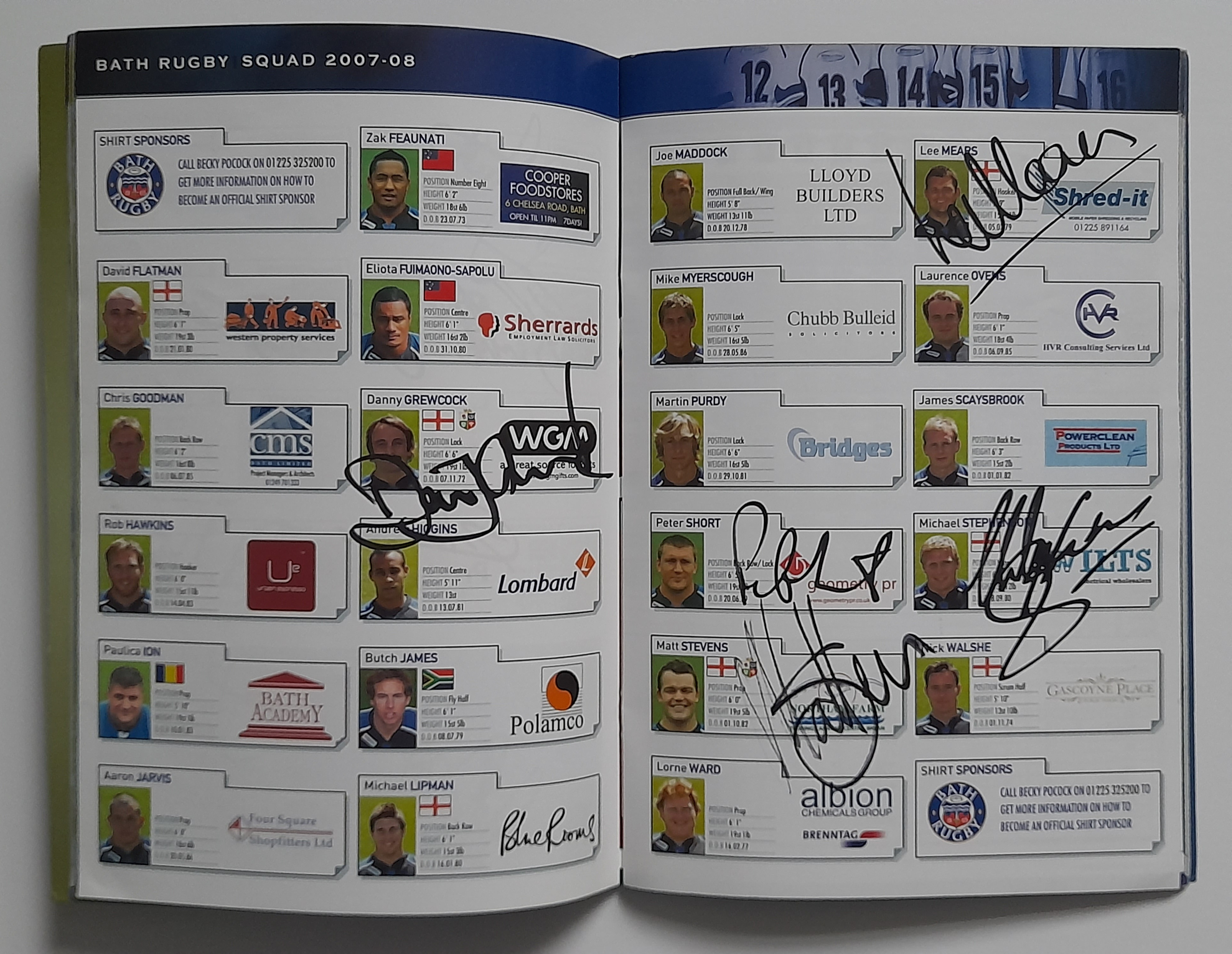 RUGBY UNION - 2008 BATH V LEICESTER TIGERS MULTI SIGNED PROGRAMME - Image 5 of 6