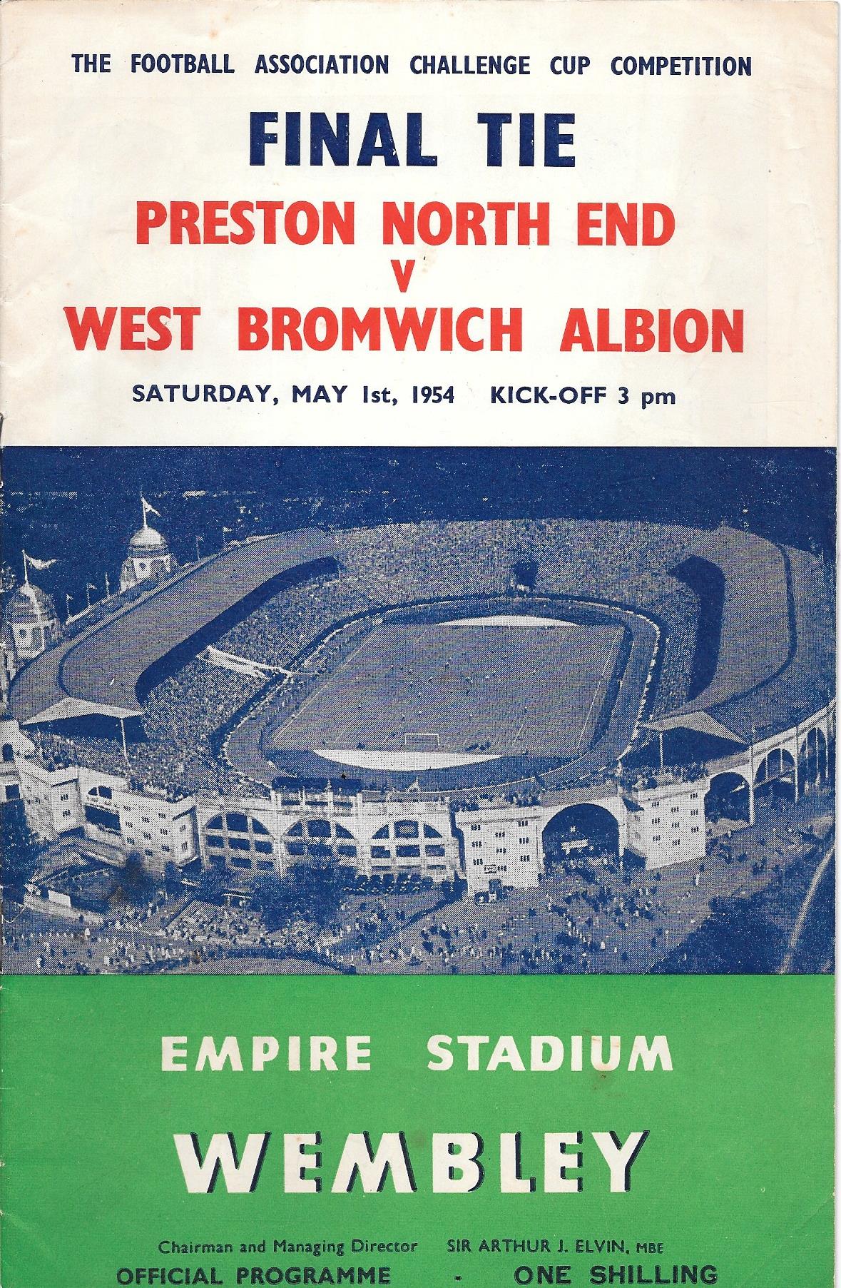 1954 FA CUP FINAL PRESTON NORTH END V WEST BROMWICH ALBION