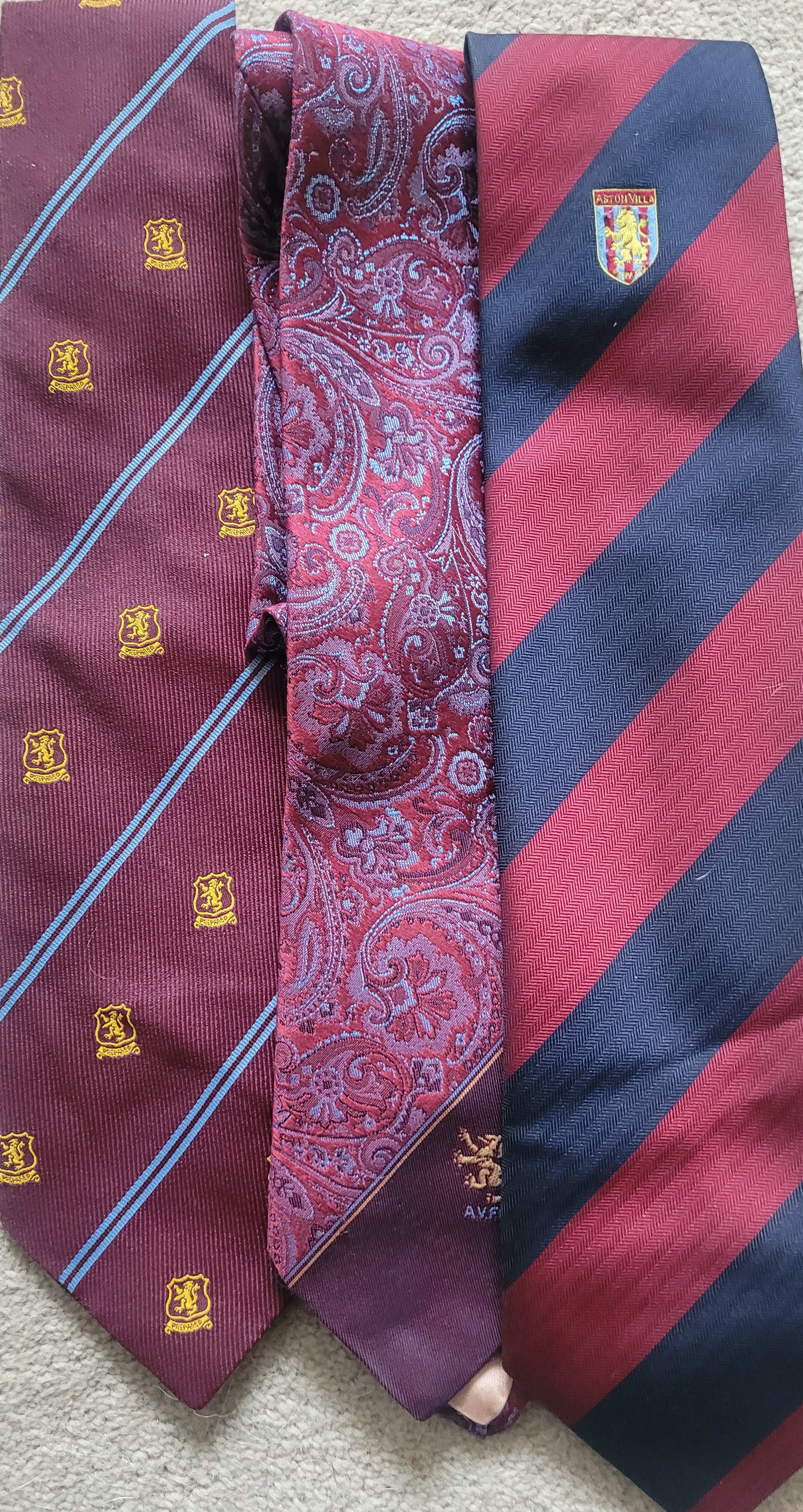 ASTON VILLA VINTAGE TIES X 3