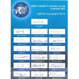 CRICKET 2003 KENT AUTOGRAPH SHEET