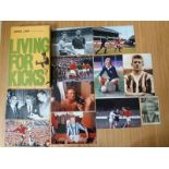 MANCHESTER UNITED - DENIS LAW AUTOBIOGRAPHY & 10 REPRINTED PHOTO'S