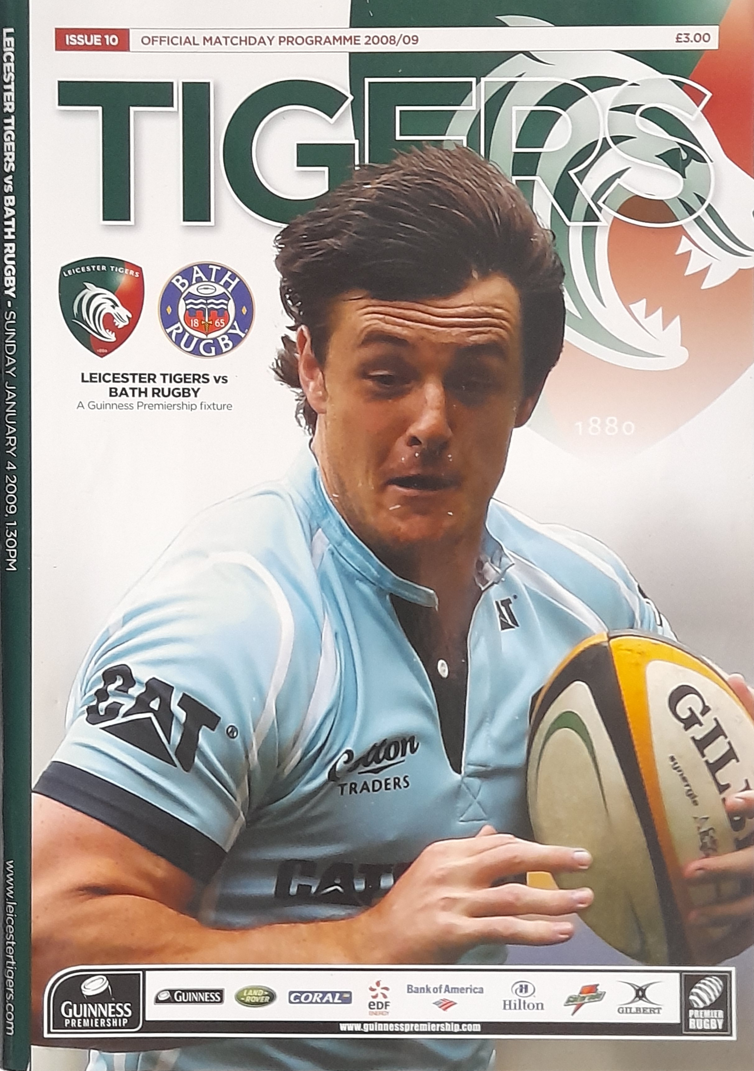 RUGBY UNION - 2009 LEICESTER TIGERS V BATH AUTOGRAPHED PROGRAMME