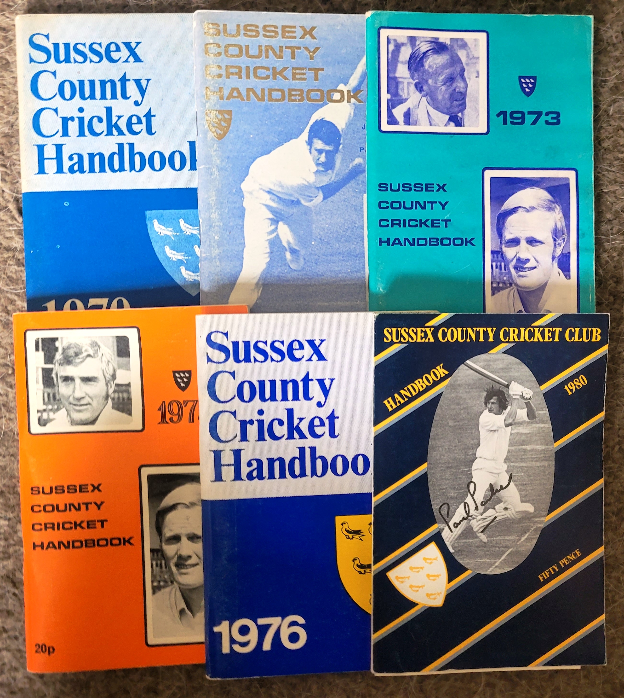 CRICKET SUSSEX HANDBOOKS X 6