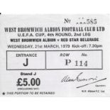 1978-79 WEST BROMWICH ALBION V RED STAR BELGRADE UEFA CUP TICKET