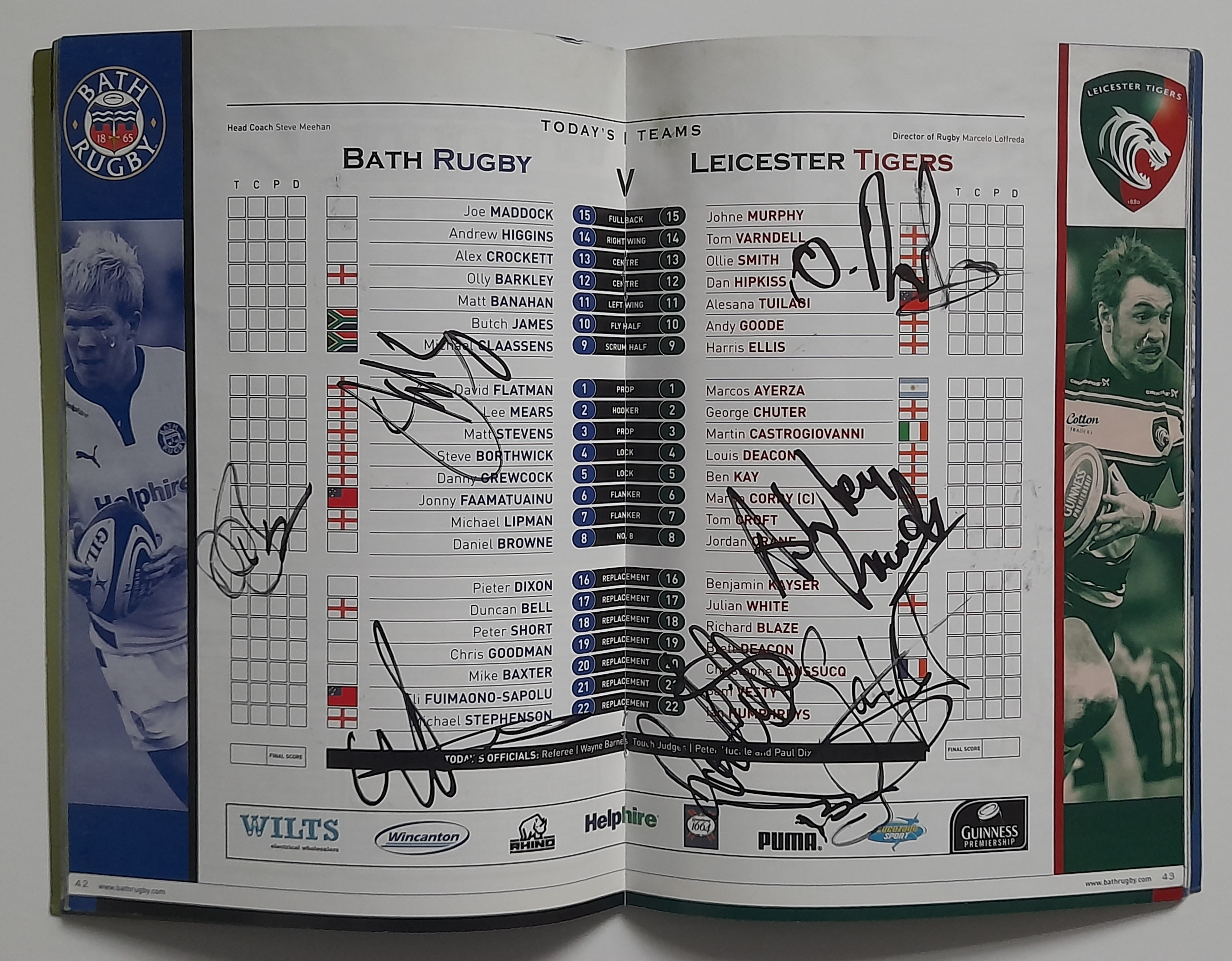 RUGBY UNION - 2008 BATH V LEICESTER TIGERS MULTI SIGNED PROGRAMME - Image 4 of 6