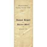 CRICKET - WARWICKSHIRE C.C.C. ANNUAL REPORT 1940