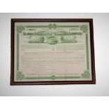 Elder Dempster and Company Ltd share certificate, dated 8th December 1933.