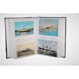 An album containing approximately 60 postcards of passenger ships, ferries and ocean liners.