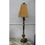 Decorative table lamp and shade, the stand with dragonfly gilded design.
