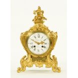 19th century French gilt dial mantle clock with move by Raingo Freres, Paris,
