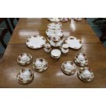 Royal Albert Old Country Rose tea service, with cake stand, teapot,