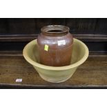 Vintage glazed mixing bowl, 37 cm diameter,