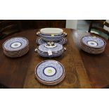 Royal Worcester blue and gilt dinnerware, dinner plates, bowls,