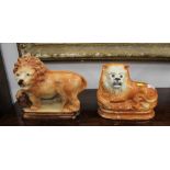 Two Staffordshire style lions