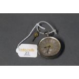 Full Hunter silver cased pocket watch with foliate face and key,