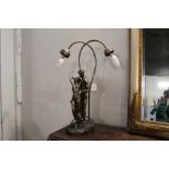 Decorative figural two branch table lamp,