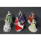 Six Royal Doulton figurines "Fairy Lady", "Purity of Heart", "Springtime", "Top O' The Hill",