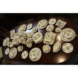 Large collection of Masons Fruit Basket pattern dinnerware, dinner plates, tea plates, bowls,