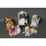 Five Royal Doulton figurines "Romance", "The Bedtime Story", "Forty Winks", "Sweet Dreams",