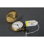 Railway timekeepers pocket watch with Arabic numerals and yellow metal case