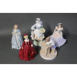 Five figurines - Royal Worcester "Rosie Picking Apples", "Catherine", "Forty Winks",