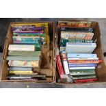 Two boxes of books on birds, gardening,