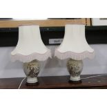 Pair of decorative table lamps and shades,