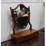 Edwardian shield shaped dressing table mirror, width 48 cm,