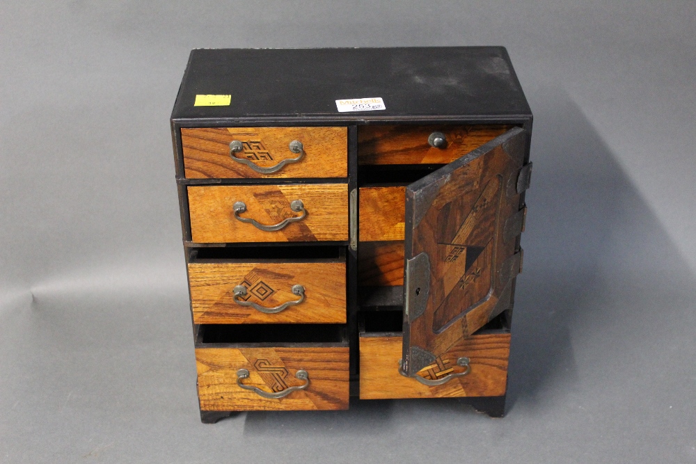 Lacquered inlaid miniature set of drawers