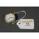 Waltham USA 18 ct gold cased pocket watch, case diameter +/- 3 cm, overall weight 38.