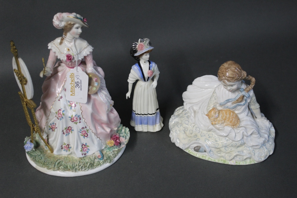 Three Royal Worcester figurines "Painting" (one of four figurines in The Graceful Artists