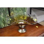 Art Glass bowl with metal foot, height 21 cm,