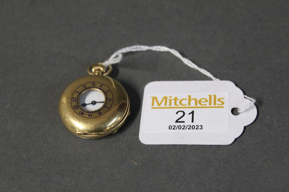 Mappins Regent Street, London, 18 ct gold half Hunter ladies pocket watch, overall weight 28.