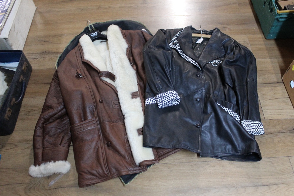 Ladies leather jacket and brown leather sheepskin jacket