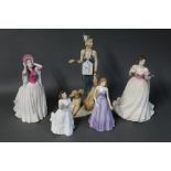 Five Royal Doulton figurines "Charity", "Welcome", "Taurus",