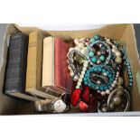 Box of Seiko wristwatch, costume jewellery,